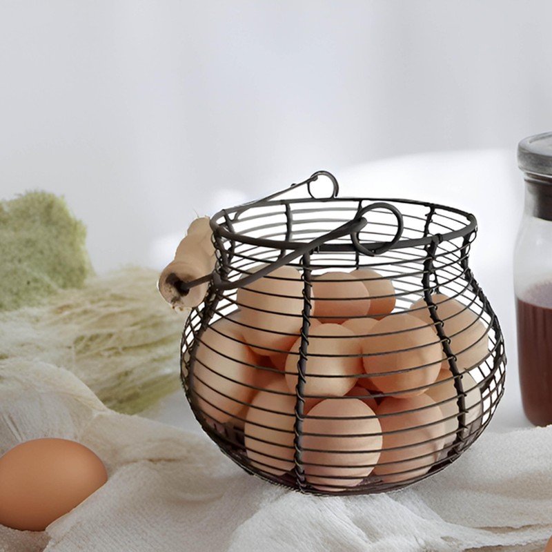 LINCOUNTRY. Farmhouse Wire Egg Baskets for Gathering Fresh Egg With