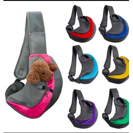 Pet Sling Carrier for Small Dogs, Mesh Shoulder Bag with Adjustable Strap, Small and Large Sizes and 8 Colors to Choise (Rose,Black,Yellow,Light Blue,red,Blue,Green and Purple)