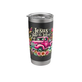 Jesus Take The Wheel Floral Farm Truck Catholic Stainless Steel Insulated Tumbler