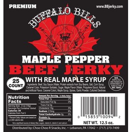 Buffalo Bills 12.5oz Premium Maple Pepper Beef Jerky 7" Strips (25 beef jerky strips per bag)