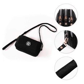 Valexbia 3 Layers Zipper Wallet Handbag Nylon Crossbody Shoulder Bags Storage Purse Mini Cellphone Pouch Case Wrist Bags