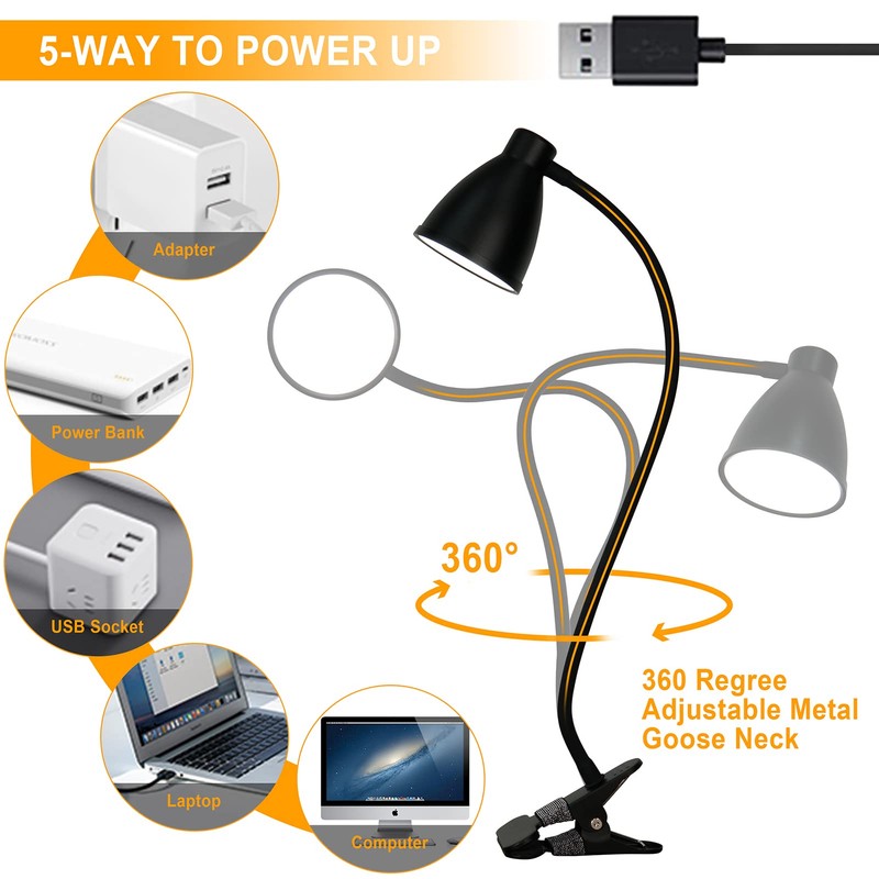 BOHON Desk Lamp 5 Color Modes 10 Brightness Dimmer Reading