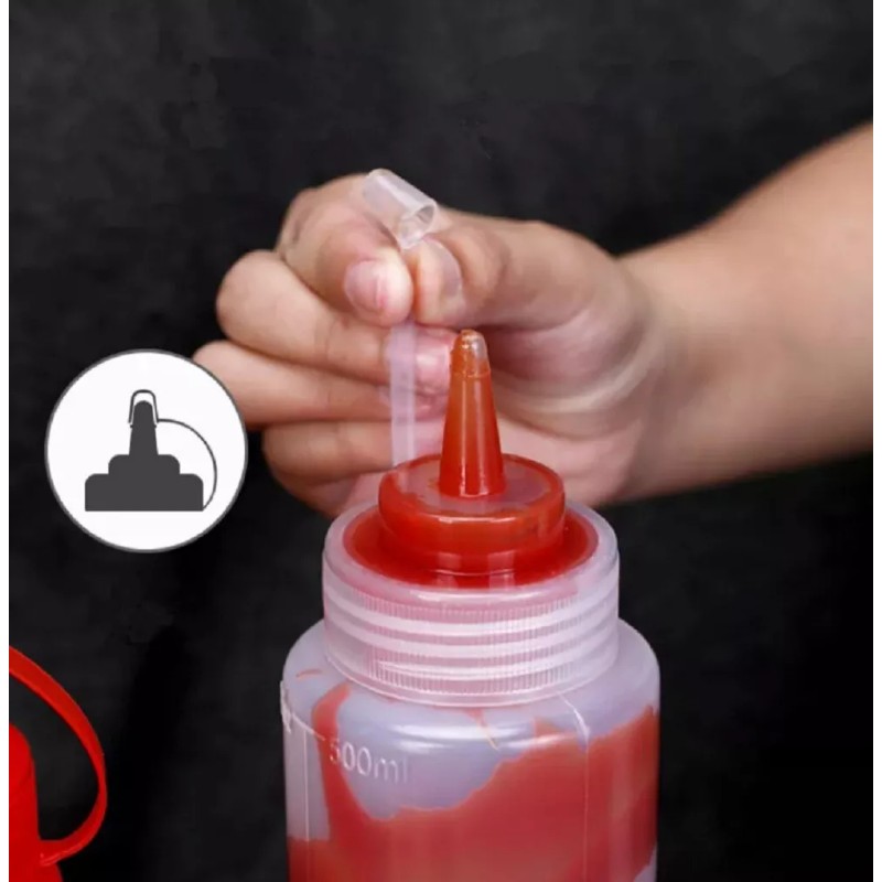 TIKA 3-Piece 16 OZ Condiment Squeeze Bottles with Scale Line