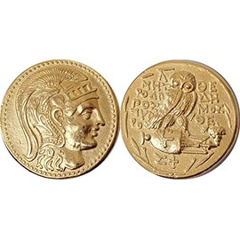 Athena and Owl on Amphora, Most Famous Greek Coin, Later Version, Ancient Greek Gods & Goddesses Collection, A Favorite of Percy Jackson Fans (83G)