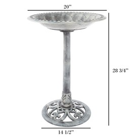 Pure Garden 50-LG1073 Grey Resin Bird Bath with Antique Design