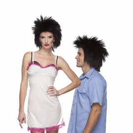 BLACK PARTY ON WILD SHORT ROCKER SYNTHETIC HAIR WIG