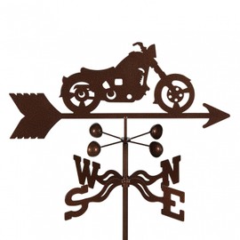 EZ Vane Classic Motorcycle Weathervane — Roof Mount, Wind Cups, Antique Copper Finish, Steel with Durable Triple Powder Coating, Handcrafted in USA