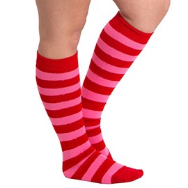 Chrissy's Socks Women's Striped Knee High Socks 7-11 Red/Pink