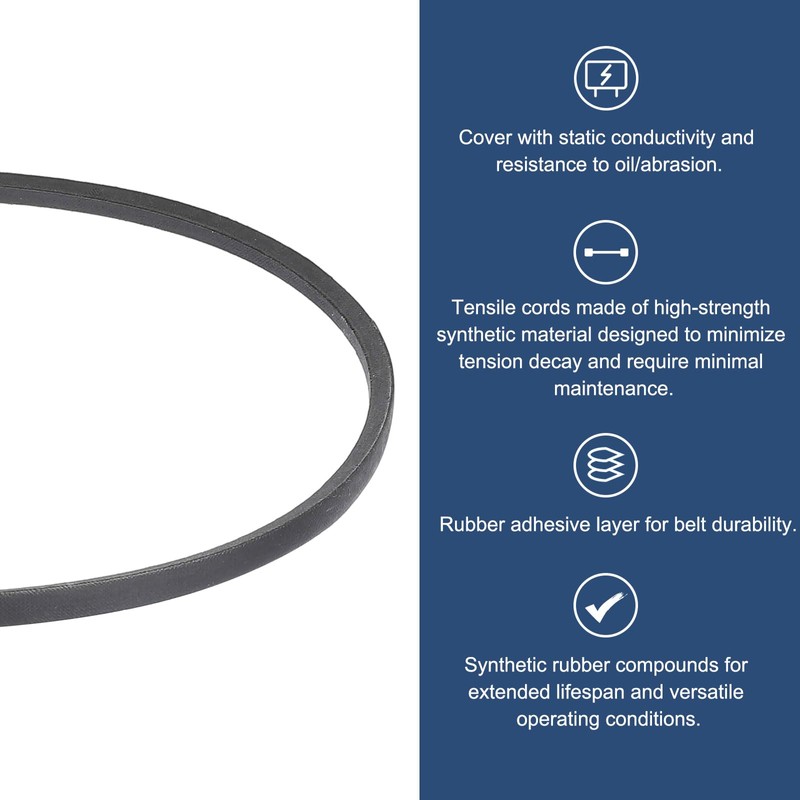 sourcing map 3L370 Classic Wrapped Rubber V-Belt, 37"(940mm) Outside Circumference,