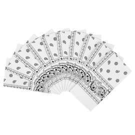 Vamqor 100% Cotton 10 Pack Fine Bandanas（White）