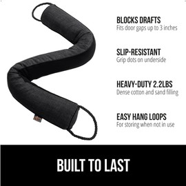 GORILLA GRIP Door Draft Stopper for Bottom of Doors, Sweep Weather Stripping Seal Noise, Cold Air Blocker, Soundproofing, Warm Air Sealer, Easy Install Gap Filler, Home Essentials, 36 Inch, Black