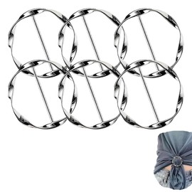 RAMGLYO Pack of 6 Women's Metal Belt Buckle, T Shirt Clip, Buckle, Silk Scarf Ring, Hem Knot Shirt Tie Clip, Girls Buckles and Clasps, silver, A