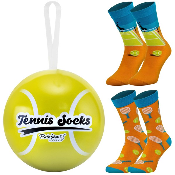 Rainbow Socks Tennis Socks In The Ball - For Sports Lovers, A Fun Gift For Tennis Enthusiasts, A Gadget For Tennis Players And Tennis Players - 2 Pairs, tennis socks ball 7-12