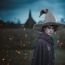 Esaleely Grey Wizard Hat for Men Women, Large Witch Hat Sorcerer for Hallowen Cosply Costume Party (grey)