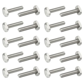 PATIKIL M8 x 40 mm T Slot Bolts, 20 Pcs 304 Stainless Steel Drop-in Bolt T Shape Stud Sliding Screw Metric Thread Hammer Head Bolt for T Track, Silver