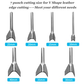 Rierdge 7pcs Leather Craft Cutter V-Shape Punch Cutting Tools for Belt Wallet Bag with 7 Sizes (10mm, 15mm, 20mm, 25mm, 30mm, 35mm, 40mm)