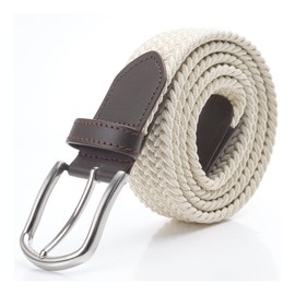 DWOY Elastic Fabric Belt Braided Belt for Men and Women, cream