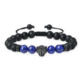 COAI Leopard Bracelet Matte Onyx Lapis Lazuli Stone Beaded Bracelet for Men Women