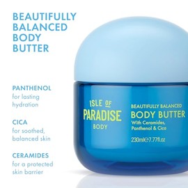 Isle of paradise Manteca Corporal Perfectamente Equilibrada - para Una Piel Suave Y Tersa - Manteca Corporal Protectora de La Piel Con Ceramidas, Pantenol Y Cica - Fortalece Y Retiene La Hidratación