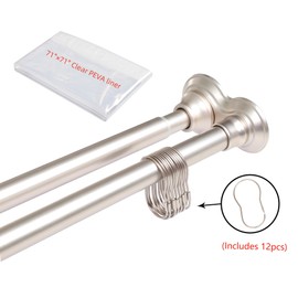 72 in. Adjustable 72-Inch Double Shower Curtain Rods, Brushed Nickel