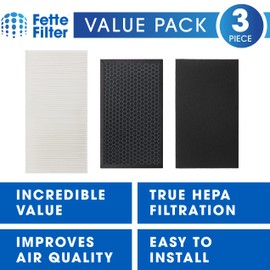 Fette Filter - Replacement Air Purifier Filter Compatible with Honeywell HPA075 HPA075B HPA080 HPA080B Air Purifiers Contains HRFTS1 Filter T, HRF-G Filter G & HRF-A Pre-Filter A - Combo Pack