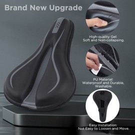 Simpeak Mountain Bike Seat Cover, Comfortable Gel Road Bike Seat Cushion, PU Waterproof All-Inclusive Seat Cover for Road Bike Outdoor Cycling - Grey