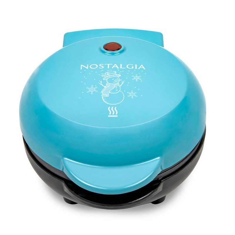 Nostalgia MyMini Personal Electric Snowman Waffle Maker, 5-Inch Cooking Surface,