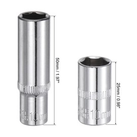 TOP-VIGOR 6Pcs 6-Point Shallow Socket, 1/4" Drive 10mm Shallow Socket Cr-V Drive Socket Metric Socket for DIY Hand-Making Repair Automotive, Household