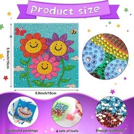 DIZAKIM Diamond Painting Kits for Kids,6 Pack Gem Art for Kids Ages 8-12, Easy Diamond Art for Beginner,Small Diamond Dots Crafts for Girls-6x6 inch