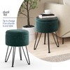 STORAGEBUD Round Ottoman with Storage, Textured Velvet Storage Ottoman, Foot