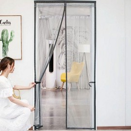 Gray Simple Magnetic Door Mosquito Screen Net 100x210cm