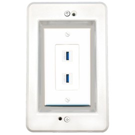 RiteAV in-Wall Cable Management Kit Recessed Outlet 2 USB-3 Wall Plate