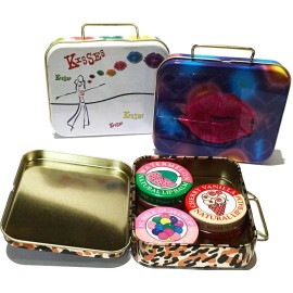 Candy Kisses Lip Balms 3 pcs in Suitcase Tins | WATERMELON + BUBBLE GUM ONLY