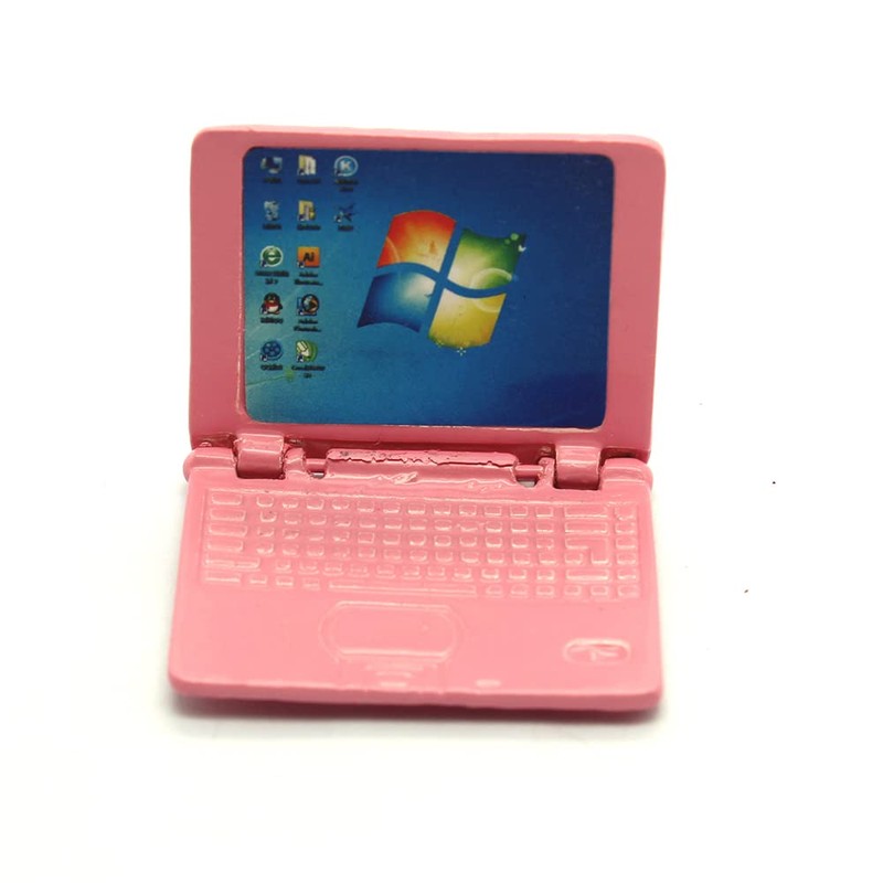 Gutshof miniaturen Scale 1:6 Miniature Computer Pink Dollhouse Decorative Laptop
