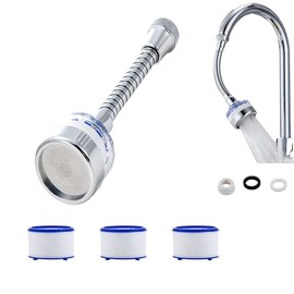 Faucet Water Filter + 3 Cartridges, Water Bathroom Sink Filter, Tap Filter Sink Tap Filter removes Heavy Metals Hard Water Bathroom Tap Filter Sink Water Purifier Kitchen Tap Filter