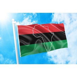 DMSE African American Afro Outline Map Flag 3X5Ft Foot 100% Polyester 100D Flag