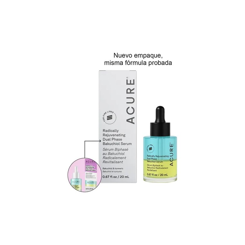 Suero Bifásico Acure Bakuchiol 20ml Antioxidante Líneas Finas