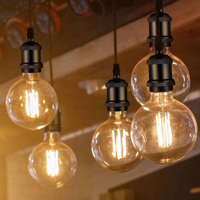 Hortsun 16 Pcs E26 Vintage Ceramic Light Sockets, Pearl Black