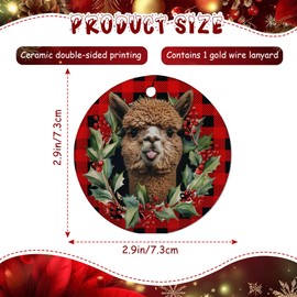 Alpaca Llama Ornaments for Christmas Tree, 1Pcs Ceramic Christmas Ornaments Red, Christmas Tree Hanging Decor