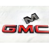 Auto Front Only GMC Gloss Black Red OVERLAY Emblem Badge