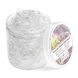 Kusport transparent elastic hair elastic, 1500 mini transparent ponytail elastic support, suitable for blonde women's hair without crease damage