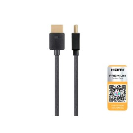 Monoprice High Speed HDMI Cable - Certified Premium, 4K@60Hz, HDR, 18Gbps, 36AWG, YUV, 4:4:4, 1 Feet, Black - Ultra Slim Series
