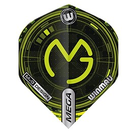 WINMAU Mega Standard Michael Van Gerwen MvG Logo Tech Green Standard Dart Flights - 1 Set Per Pack (Total 3 Flights)
