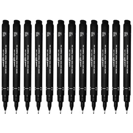 UNI-BALL PIN DRAWING PEN FINELINER ULTRA FINE LINE MARKER 0.8mm BLACK Ink - [Pack of 12]