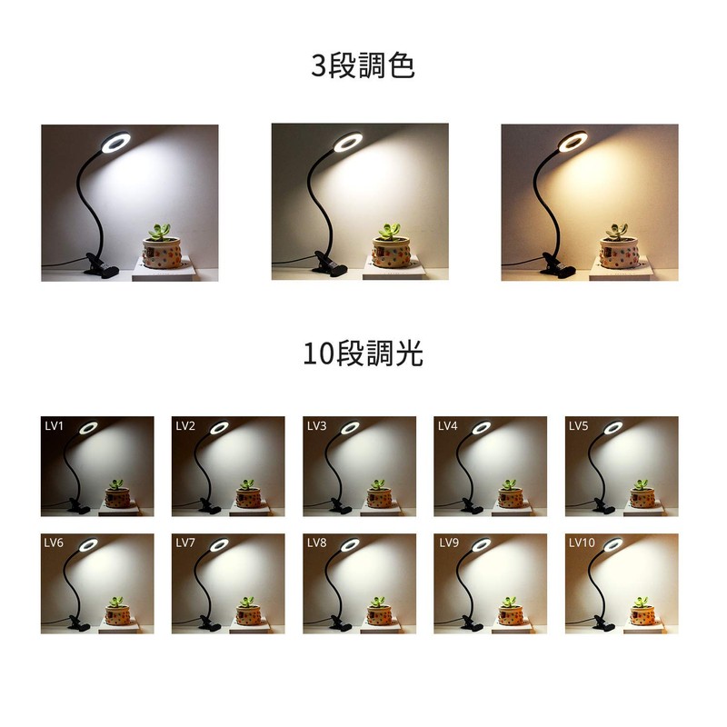 Semlos Clip Light 24 LED Desk Lamp with 3 Steps