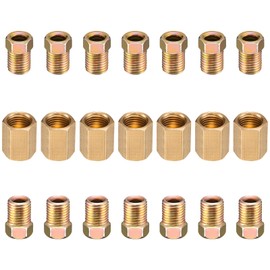 Spurtar 21 Pcs Brake Line Fittings, 3/16 Brake Line Fitting Kit, 3/8 Inch-24 Threads Brass Union Assortment Includes 7 Pcs Unions 14 Pcs Nuts