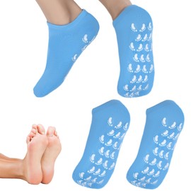 Moisturizing Socks Gel Socks for Dry Cracked Feet Lotion Sock Women's Ankle Running Sock Non Slip Yoga-Socks with Grips Reusable Spa-Socks Gel Lining for Men Repairing Soften Dry Rough Skin(Blue)