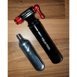Velo-tool™ CO2 Inflator Bike Pump – Premium Quick & Lightweight With Storage Cylinder to hold 16g Co2 Canister threaded & Bike Bracket - Presta & Schrader Valve Compatible – Mountain, Road & BMX Bikes