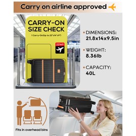 Joyway Carry on Luggage Airline Approved with Front Pocket, Hardside 20 Inch Travel Luggages with Cup Holder, Carry-on Suitcase with Spinner Wheels for Men and Women (Black, 20 Inch)