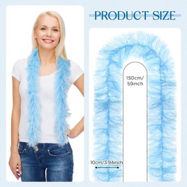 Xtinmee 12 Pcs Feather Boas Artificial Fluffy Boas for Party Bulk Color Feather Scarf for Women Christmas Tea Party (Baby Blue,5ft)